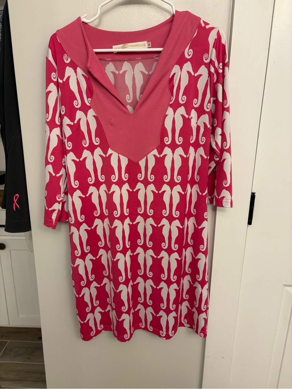 Tracy Negoshian Pink Seahorse Print Swim Coverup